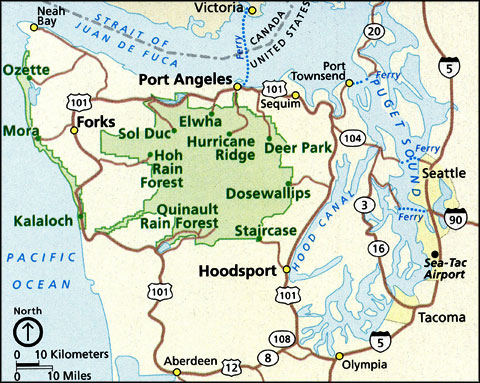 Map of the Olympic National Park area