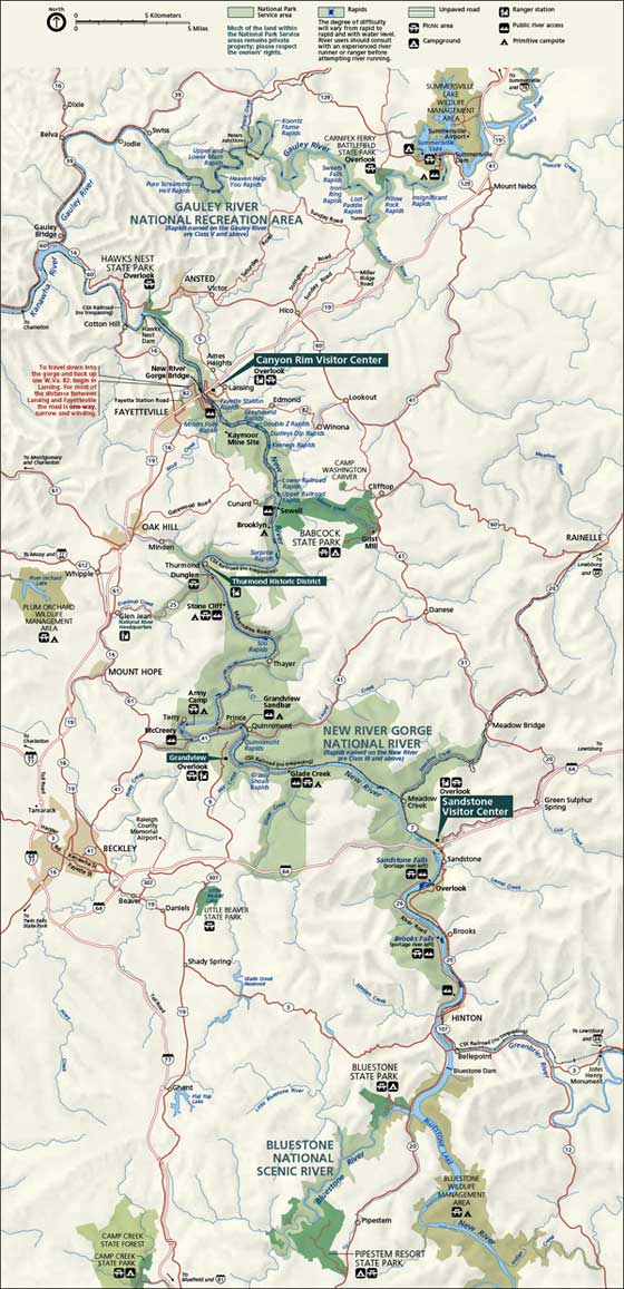Map of New River Gorge National River
