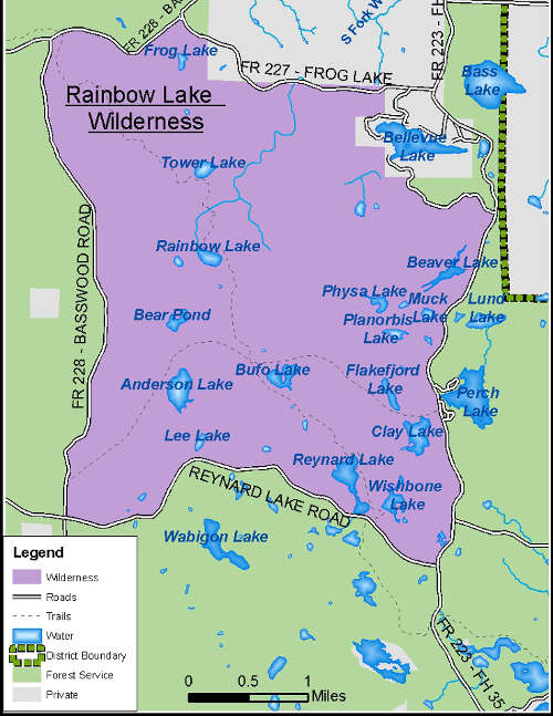 Map of Rainbow Lake Wilderness
