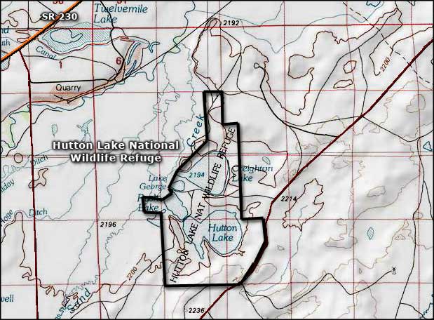 Map of Hutton Lake National Wildlife Refuge