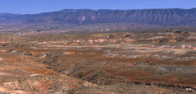 Looking across Red Gulch to the Big Horn Mountains