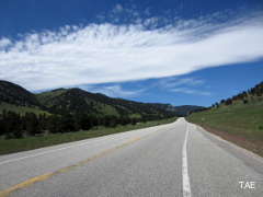 The Cloud Peak Skyway climbs Hospital Hill just west of Buffalo