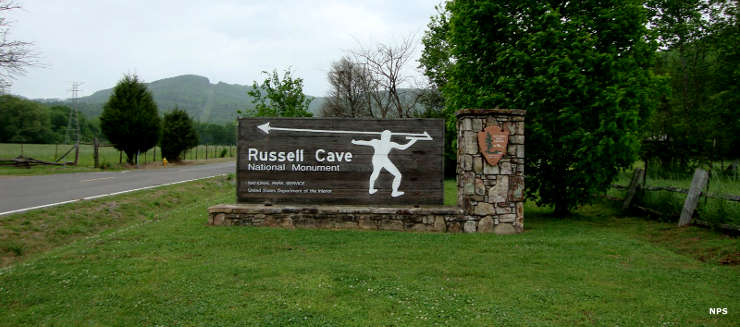 Entry sign at Russell Cave National Monument