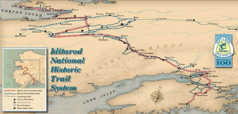 Map of the Iditarod National Historic Trail