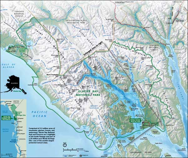 Map of Glacier Bay National Park and Preserve
