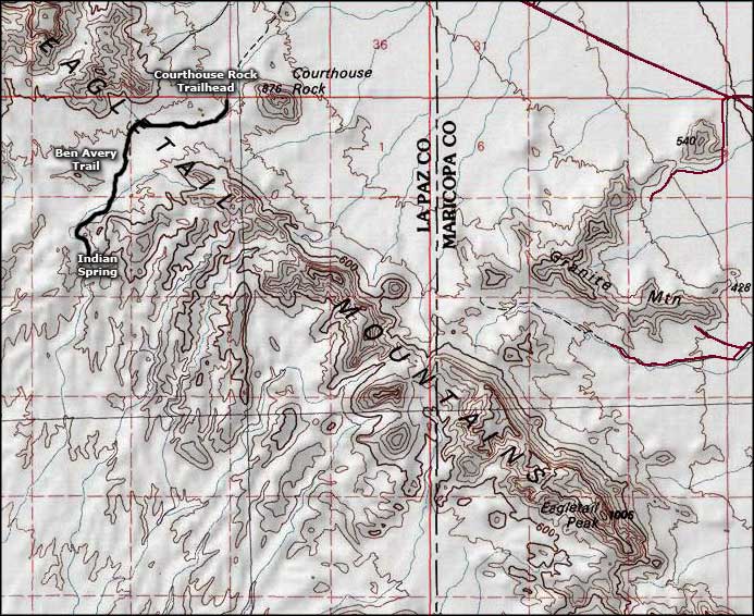 Map of the Eagletail Mountains Wilderness area
