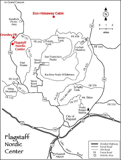 Location map for the Arizona Nordic Village