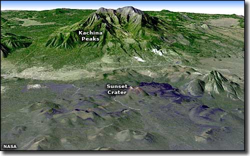 Kachina Peaks and the San Francisco Volcanic Field from space