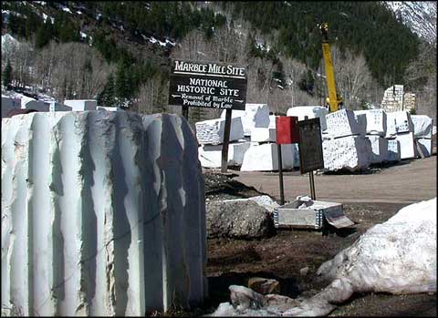 Blocks of marble at the famous quarry in Marble
