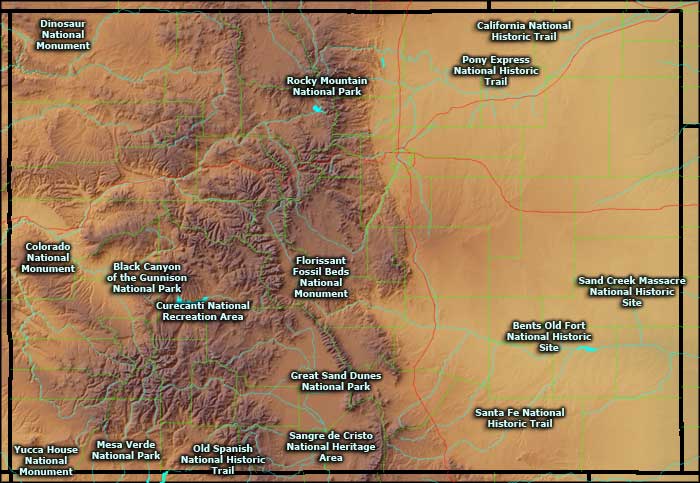 Map of the National Park Service Sites in Colorado