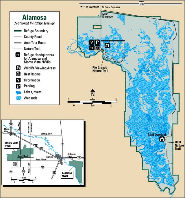 Alamosa National Wildlife Refuge map.