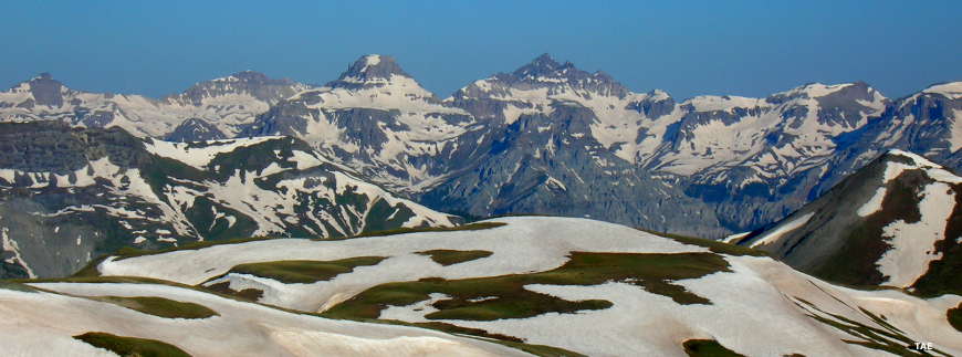 Looking west into the San Miguel Range from the summit of Engineer Pass on the Alpine Loop Backcountry Byway