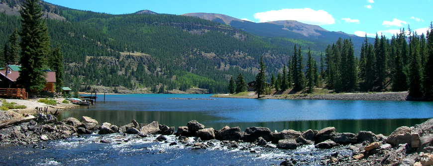 At the Lake San Cristobal dam on the Cinnamon Pass Road of the Alpine Loop Backcountry Byway