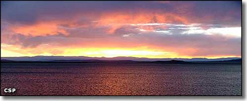 A sunset view of Spinney Mountain Reservoir