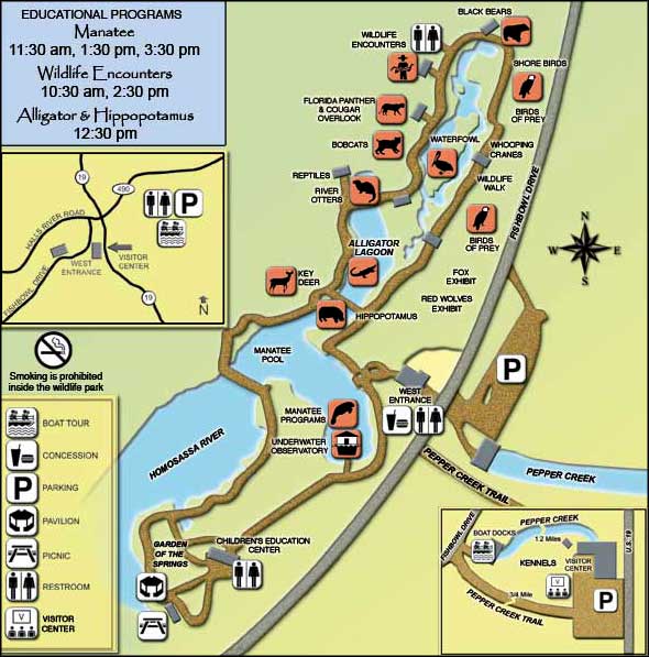 Map of Ellie Schiller Homosassa Springs Wildlife State Park