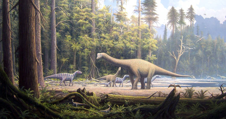 Rendition of a possible Mesozoic Era scene