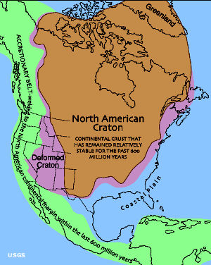 Drawing of the North America craton Drawing of Laurentia