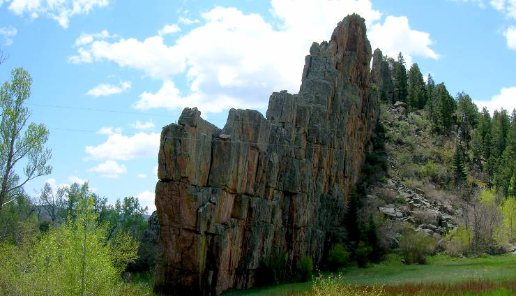 The sandstone Dakota Wall, pushed up about 65 million years ago The Dakota Wall in Stonewall, Colorado