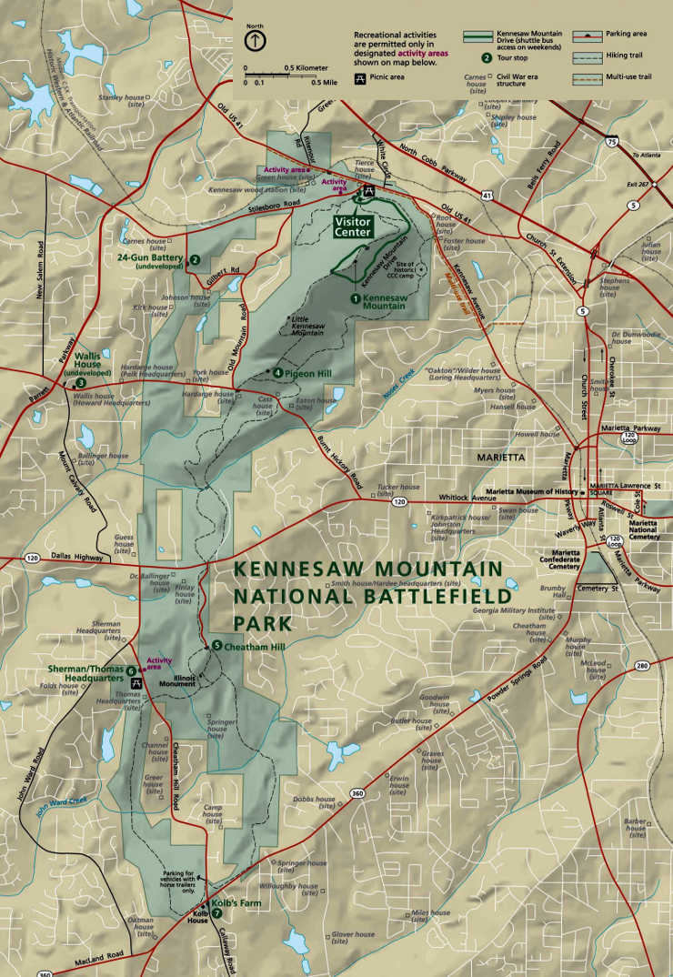 Map of Kennesaw Mountain National Battlefield Park