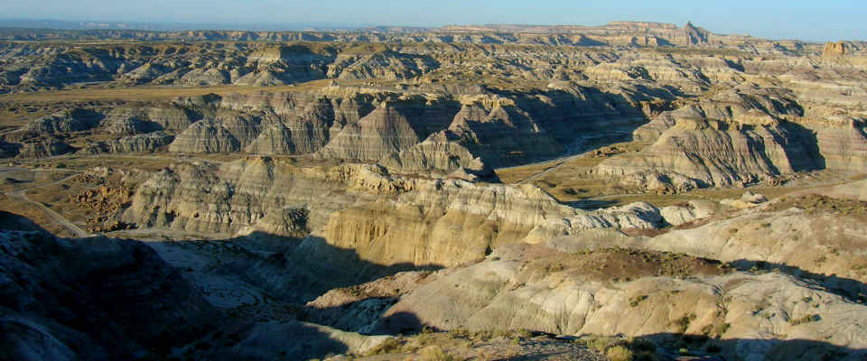 Looking out over the Angel Peak Badlands in northern New Mexico