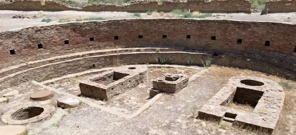 Reconstructed kivas in Chaco Culture National Historic Park