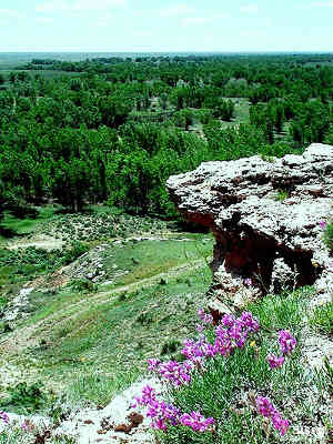 Point of Rocks rises above the Cimarron River Valley