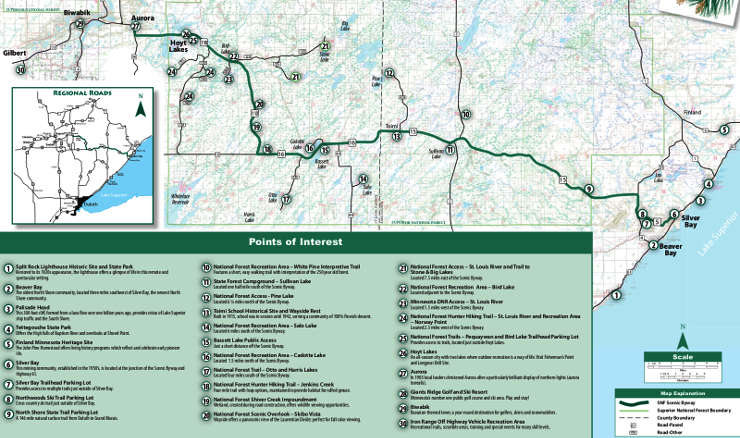 Map of the Superior National Forest Scenic Byway area