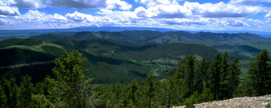 View from high up looking across the Judith Mountains in Lewis & Clark National Forest