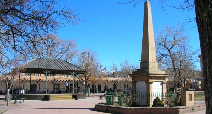The Santa Fe Trail Monument on the Plaza in Santa Fe