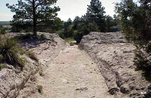 Wagon ruts along the Oregon National Historic Trail in Wyoming