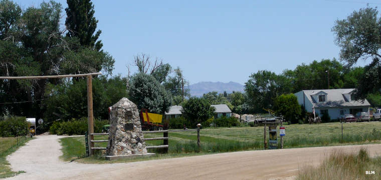 A trail marker at a former Pony Express Trail relay station in western Utah