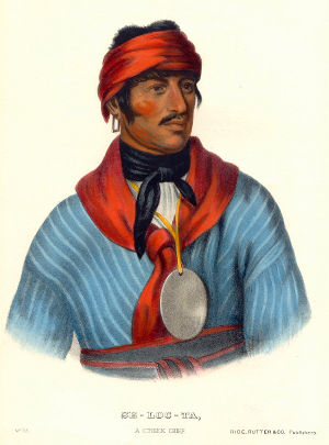 Portrait of Selocta, a prominent Muscogee-Creek chief