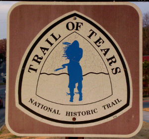 Road sign marking the Trail of Tears