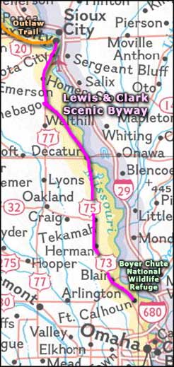 Lewis and Clark Scenic Byway area map