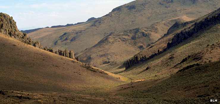 Looking through a desert canyon in High Rock Lake Wilderness