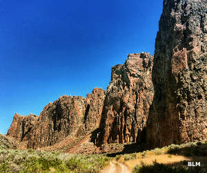 Looking down High Rock Canyon itself, lined with cliffs 300 feet high