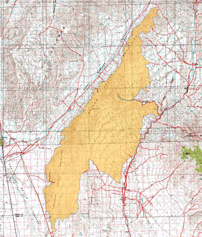 Area map of the Meadow Valley Range Wilderness