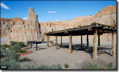Group picnic ramada at Cathedral Gorge State Park