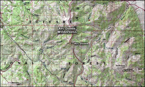 Arc Dome Wilderness map