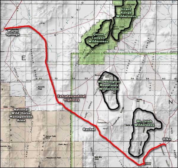 Extraterrestrial Highway area map