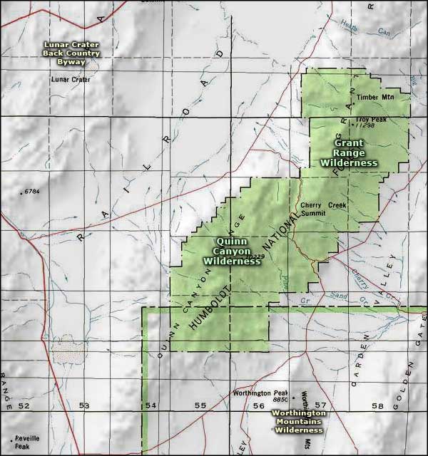 Grant Range Wilderness area map