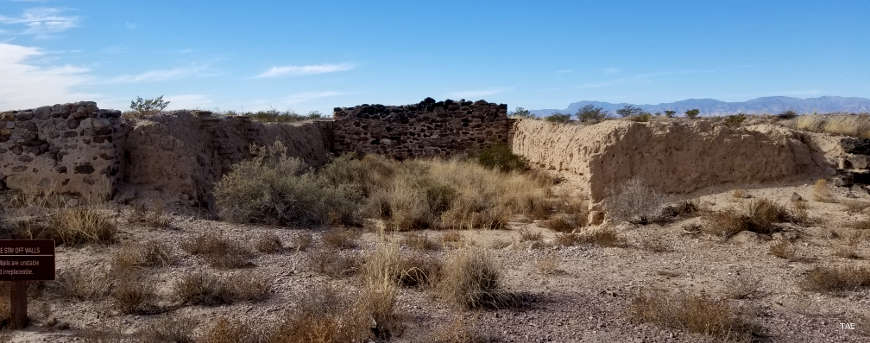 Looking into the remains of an underground warehouse at Fort Craig