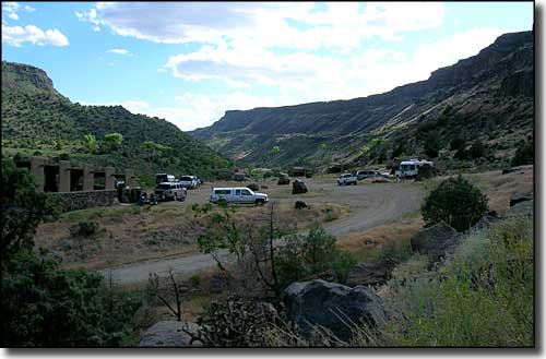 The parking area at Taos Junction Bridge
