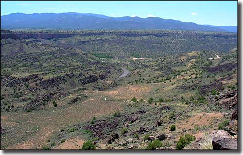 Looking down from the west canyon rim to Orilla Verde Recreation Area