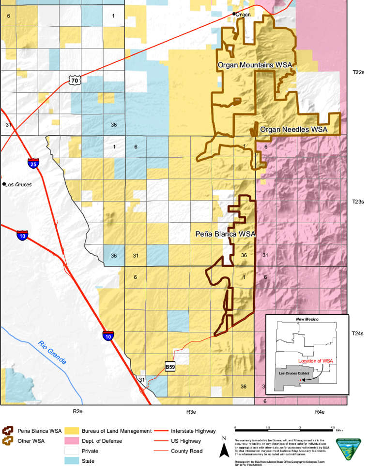 Map of the Pena Blanca Wilderness Study Area
