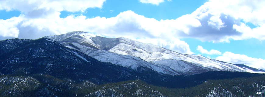 Looking at the fire-ravaged hillsides of Latir Peak from Questa
