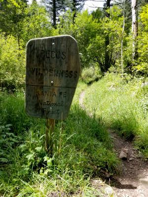 Sign as you enter Pecos Wilderness