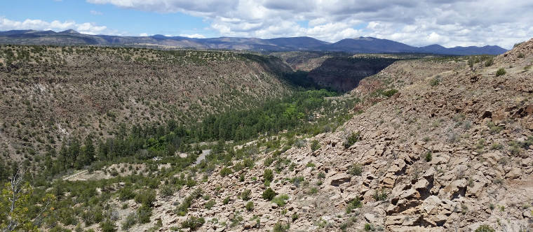 A view of Frijoles Canyon at Bandelier National Monument