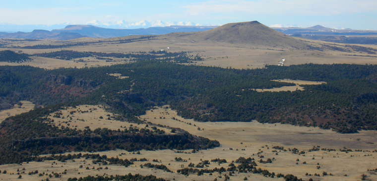 The view to the west, Sangre de Cristo Mountains in the distance