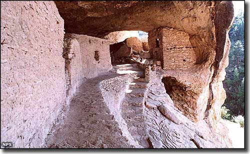 The catwalk to Cave 4 at Gila Cliff Dwellings National Monument